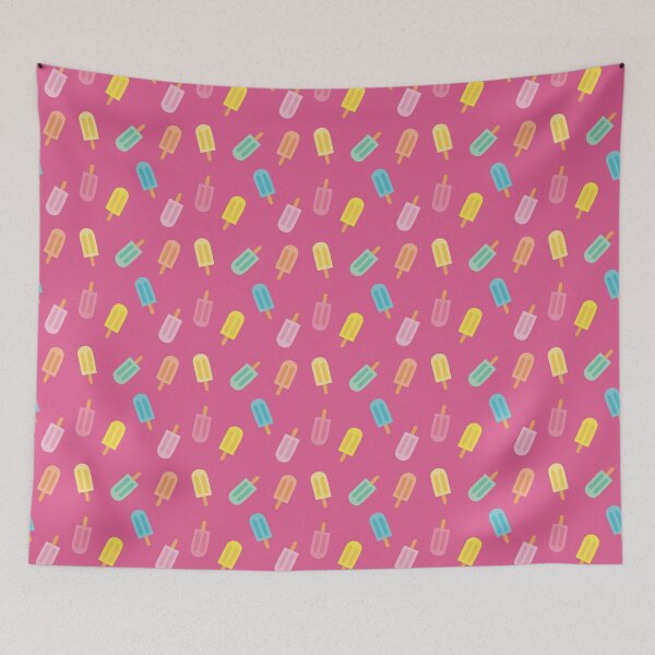 Item preview, Colorful summer design with pastel popsicles and pink background designed and sold by StudioPippinDesigns.