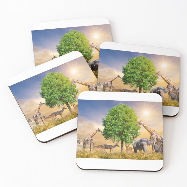 Item preview, "Wildlife Gathering Under the Tree" -Majestic African Animals Digital Art. designed and sold by Bahlul-Arts.