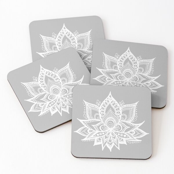 Item preview, Grey and White Lotus Flower Mandala designed and sold by Julie Erin Designs.
