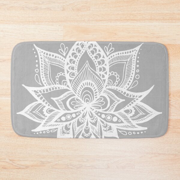 Item preview, Grey and White Lotus Flower Mandala designed and sold by Julie Erin Designs.