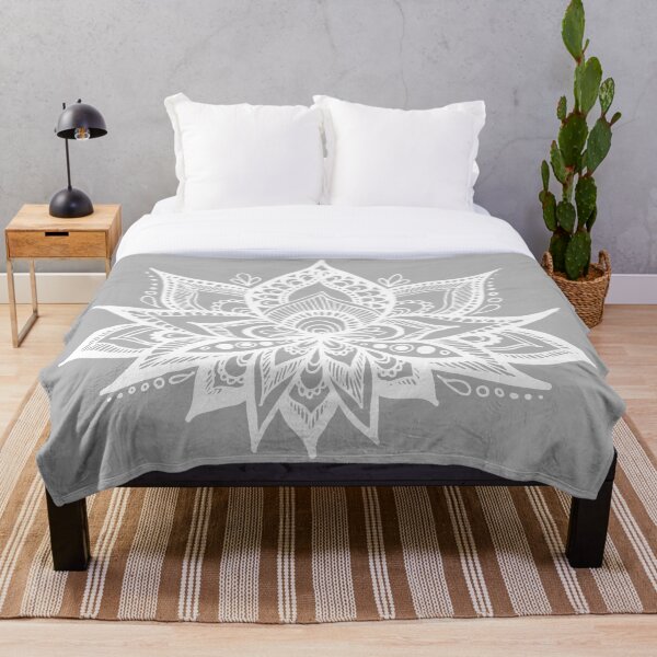 Item preview, Grey and White Lotus Flower Mandala designed and sold by Julie Erin Designs.