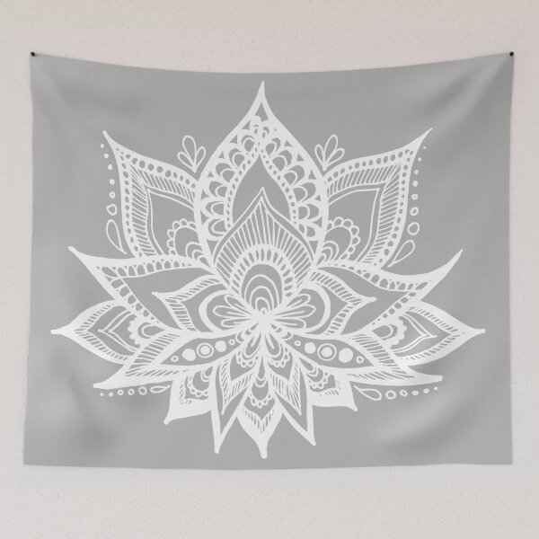 Item preview, Grey and White Lotus Flower Mandala designed and sold by Julie Erin Designs.