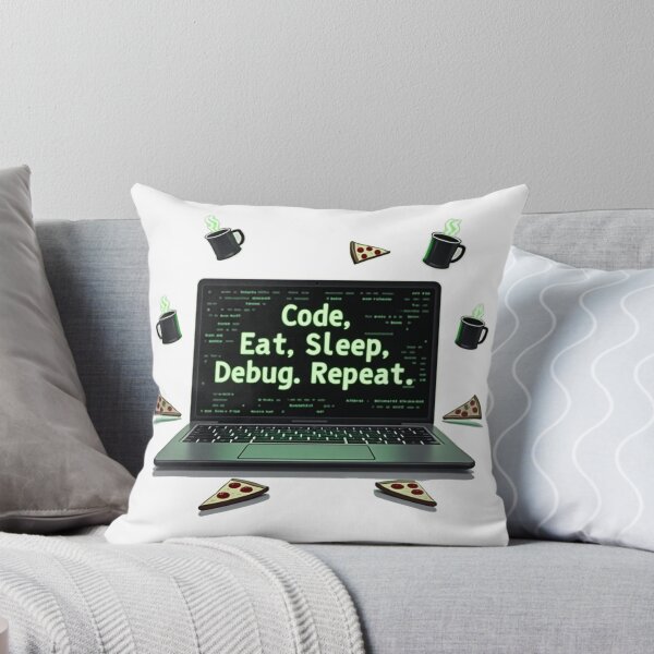 Aperçu de l'œuvre Une vie de codage amusante – Manger, dormir, coder, déboguer, répéter, concevoir créée et vendue par Madustoks.