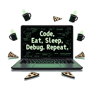 Artwork thumbnail, Funny Coding Life – Eat Sleep Code Debug Repeat Design by Madustoks