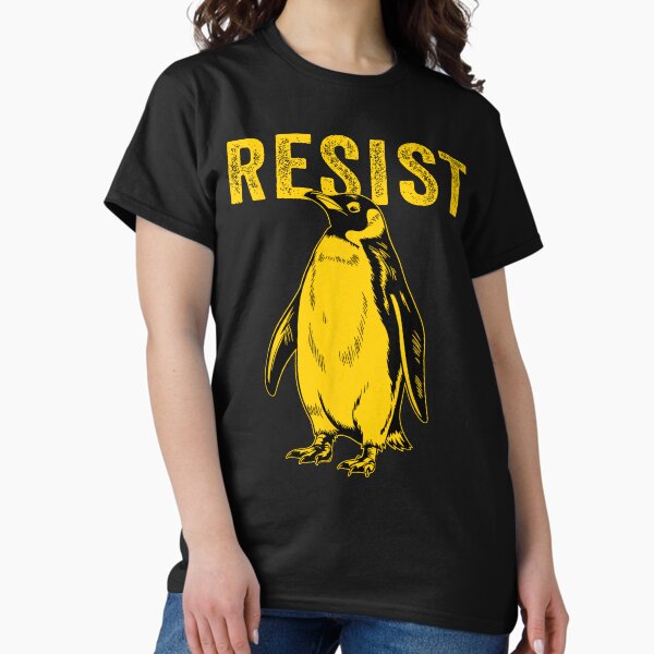 Vista previa del artículo con la obra «Resist Penguin - anti aranceles», diseñado y vendido por hoverdesign.