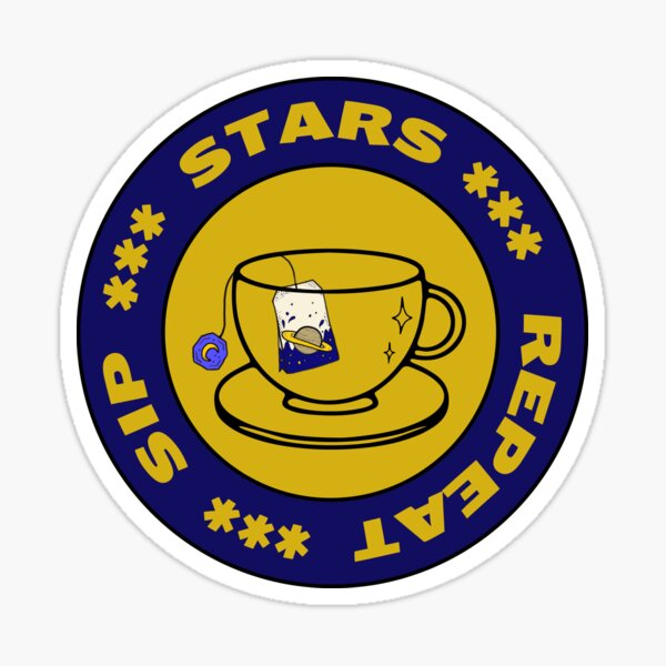Item preview, Sip, Stars, Repeat. Cosmic tea (blue and yellow) designed and sold by MySciPic.
