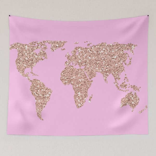 Item preview, Pink World Map designed and sold by Julie Erin Designs.