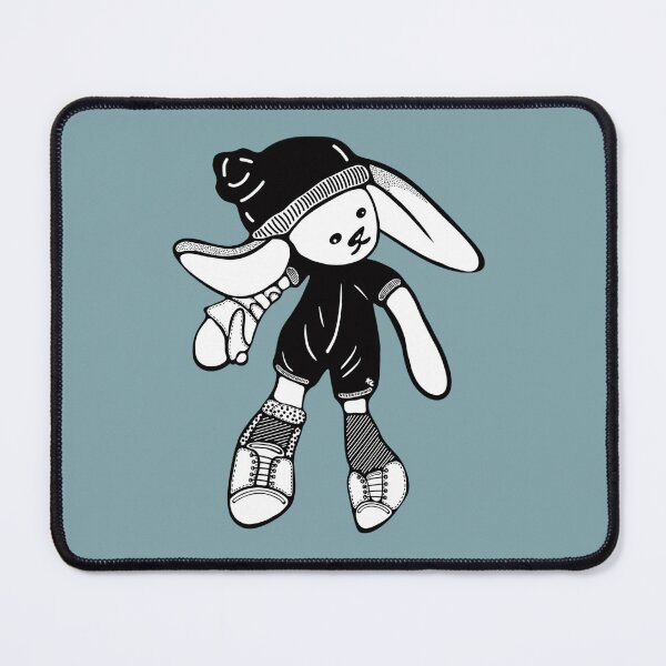 Item preview, Dancing bunny stuffy black line drawing with arm brace and leg brace.  designed and sold by LayerCakeDigDes.
