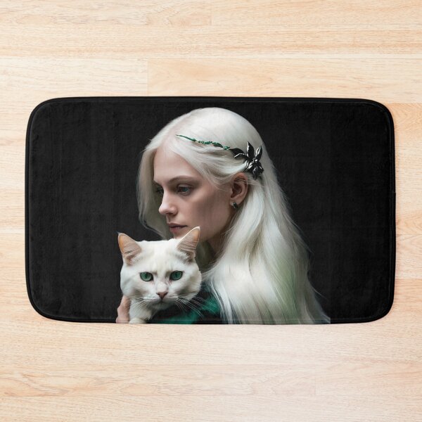 Item preview, The Watcher – Pale Girl and Her White Cat designed and sold by Pickmash.