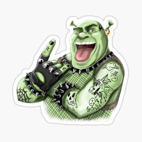Vista previa del artículo con la obra «Un shrek punk rock», diseñado y vendido por Tarocomics .