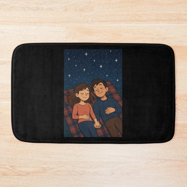 Item preview, a young couple in love lying on a blanket among the stars designed and sold by SilentStyle.