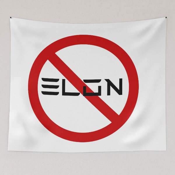 Item preview, NO ELON! Round Anti-Elon Musk Bumper Decal For Tesla Owners!   designed and sold by BrightNook.