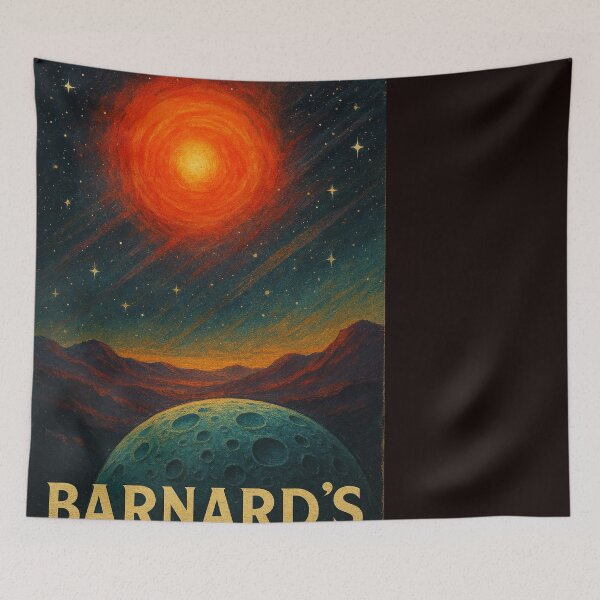 Item preview, Barnard’s Star Glowing Over Cratered Moon Surface designed and sold by Places On Earth.
