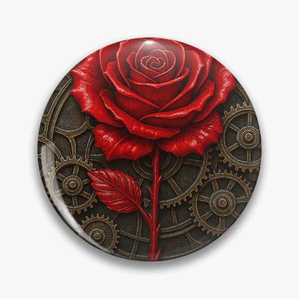 Item preview, Mechanical medallion, steampunk red rose designed and sold by VidyoeDesigns67.