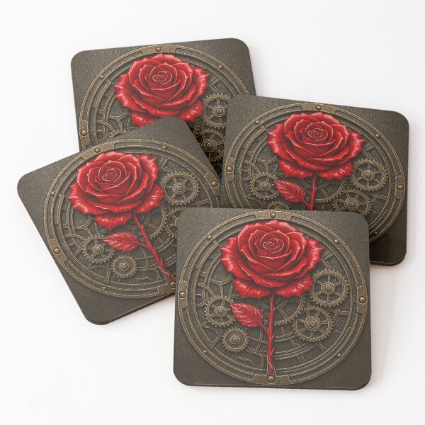 Item preview, Mechanical medallion, steampunk red rose designed and sold by VidyoeDesigns67.