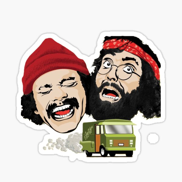 Vista previa del artículo con la obra «Cheech y Chong - Obra de arte "Envuelto en humo"», diseñado y vendido por PopCookies.