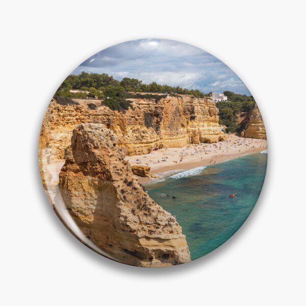 Item preview, Praia da Marinha, beautiful beach Marinha in Algarve, Portugal. Navy Beach (Praia da Marinha) with flying seagulls over the beach, located on the Atlantic coast in Lagoa Municipality, Algarve. designed and sold by Framed Horizons.