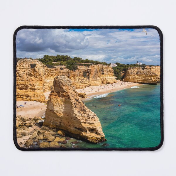 Item preview, Praia da Marinha, beautiful beach Marinha in Algarve, Portugal. Navy Beach (Praia da Marinha) with flying seagulls over the beach, located on the Atlantic coast in Lagoa Municipality, Algarve. designed and sold by Framed Horizons.