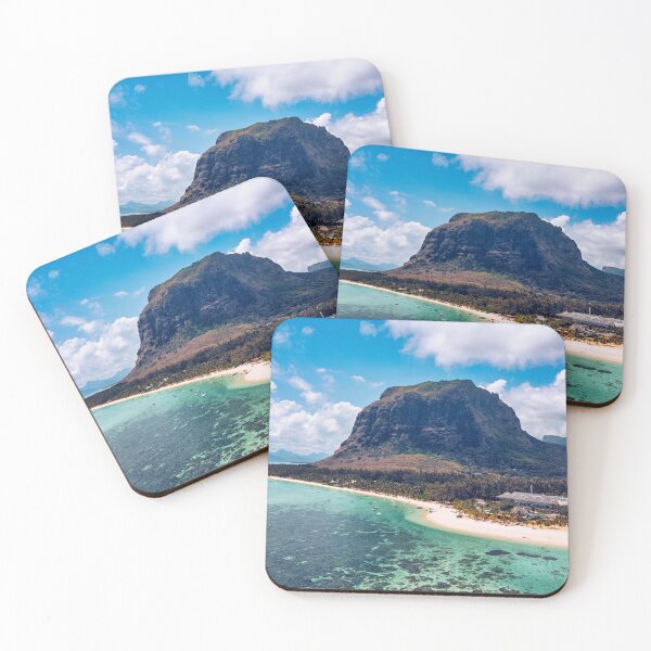 Item preview, Tropical scenery, beautiful beaches of Mauritius island, Le Morne, popular luxury resort. Le Morne beach luxury resorts, Mauritius. Luxury beach in Mauritius, sandy beach with palms and blue ocean.  designed and sold by Framed Horizons.