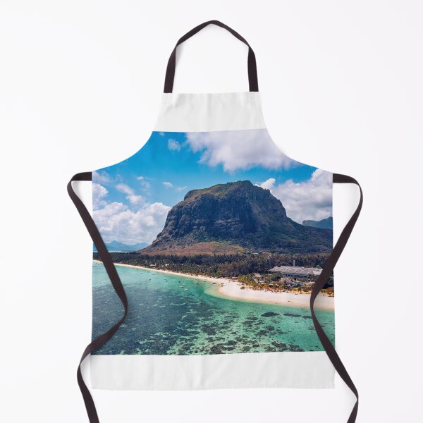 Item preview, Tropical scenery, beautiful beaches of Mauritius island, Le Morne, popular luxury resort. Le Morne beach luxury resorts, Mauritius. Luxury beach in Mauritius, sandy beach with palms and blue ocean. designed and sold by Framed Horizons.
