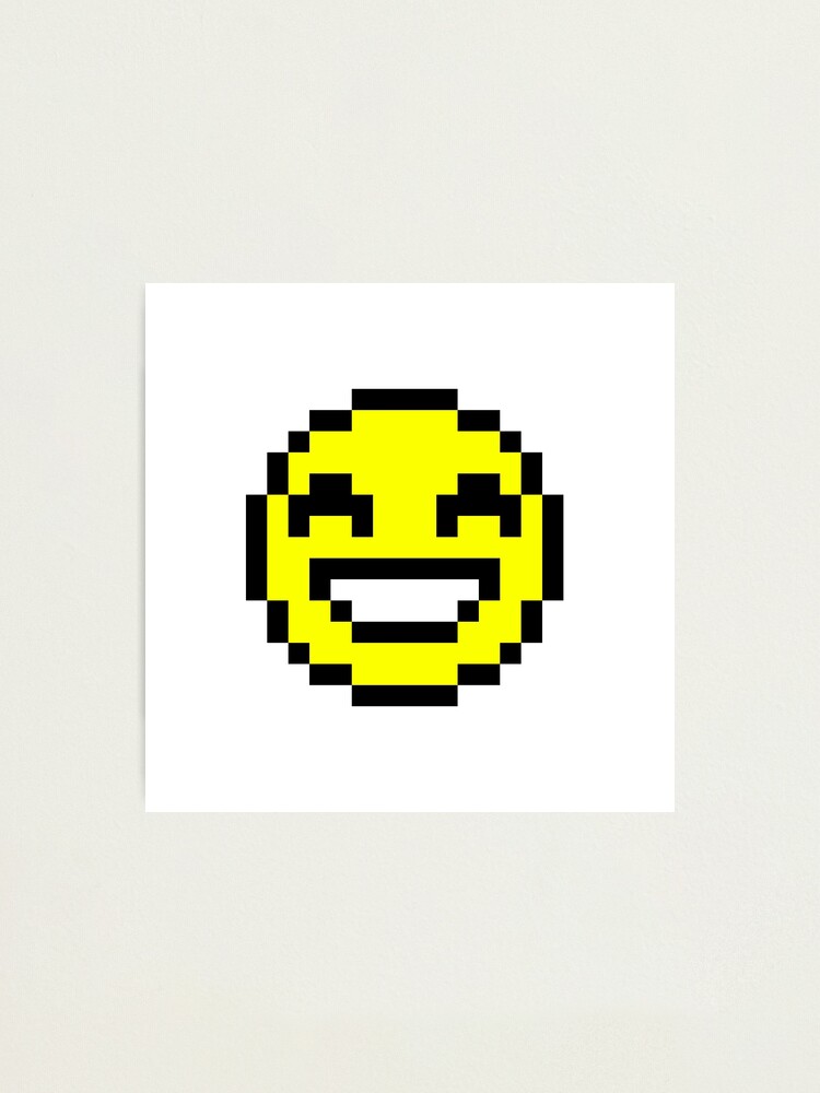pixel smiley emoji photographic print by squishygay redbubble redbubble