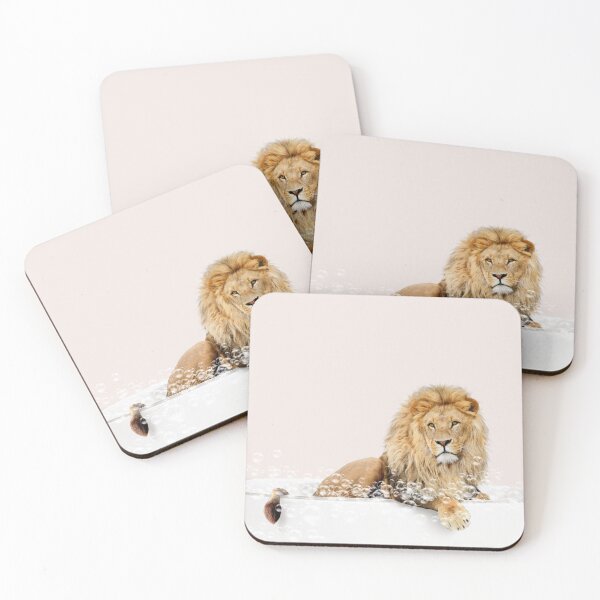 Item preview, Lion in a Bathtub, Pink Print, Lion Bathing, Animals in Bathtub Art by Synplus designed and sold by synplus.