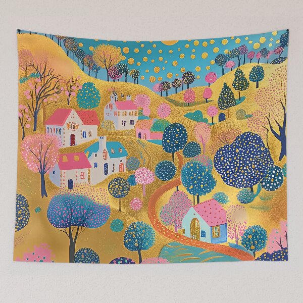Item preview, Golden Valley Folk Art Landscape designed and sold by Neika Shimm Designs.