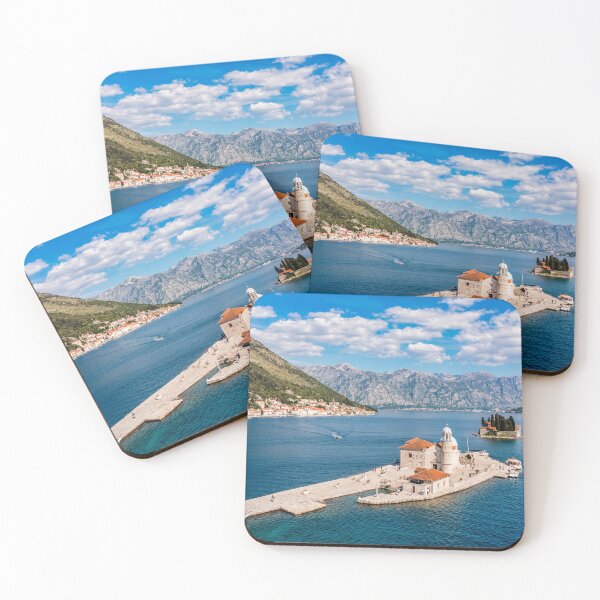 Item preview, Saint George Island and Church of Our Lady of the Rocks in Perast, Montenegro. Our Lady of the Rock island and Church in Perast on shore of Boka Kotor bay (Boka Kotorska), Montenegro, Europe.  designed and sold by Framed Horizons.
