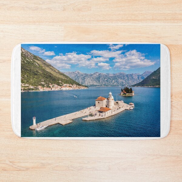 Item preview, Saint George Island and Church of Our Lady of the Rocks in Perast, Montenegro. Our Lady of the Rock island and Church in Perast on shore of Boka Kotor bay (Boka Kotorska), Montenegro, Europe.  designed and sold by Framed Horizons.