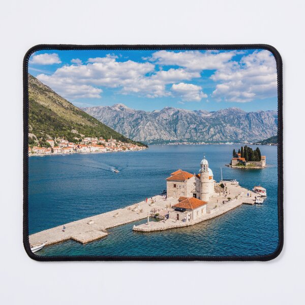 Item preview, Saint George Island and Church of Our Lady of the Rocks in Perast, Montenegro. Our Lady of the Rock island and Church in Perast on shore of Boka Kotor bay (Boka Kotorska), Montenegro, Europe.  designed and sold by Framed Horizons.