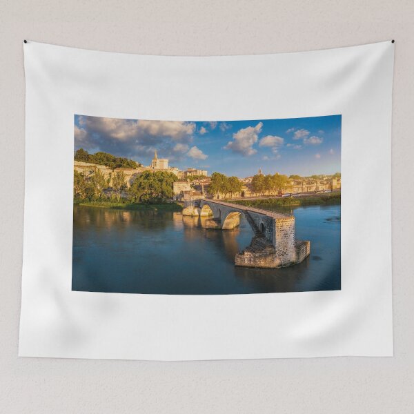 Item preview, Beautiful view of Avignon with famous bridge Saint-Benezet, medieval architecture along the Rhone River in Avignon, France. The Pont Saint Benezet and the Papal palace in Avignon, South France. designed and sold by Framed Horizons.