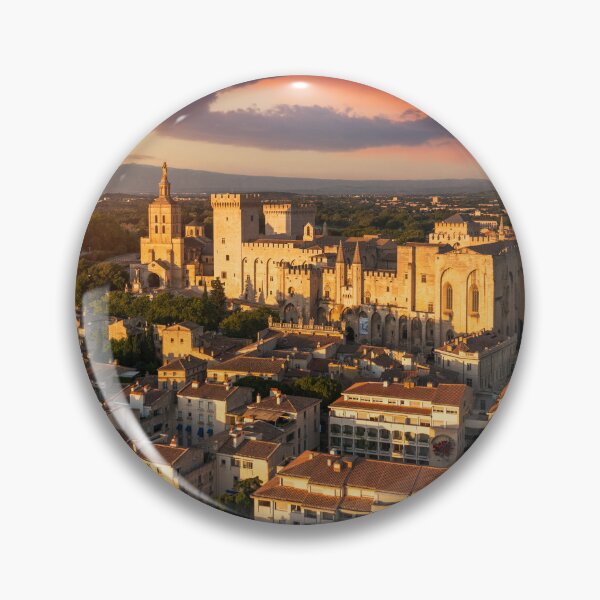 Item preview, View of Avignon with Palais des Papes during sunset in Southern France. Medieval architecture along the Rhone River in Avignon, Provence, France. The Palais des Papes in Avignon, South France. designed and sold by Framed Horizons.