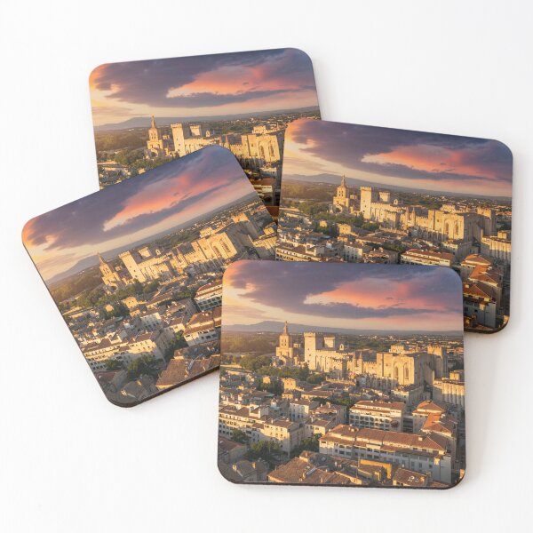 Item preview, View of Avignon with Palais des Papes during sunset in Southern France. Medieval architecture along the Rhone River in Avignon, Provence, France. The Palais des Papes in Avignon, South France. designed and sold by Framed Horizons.