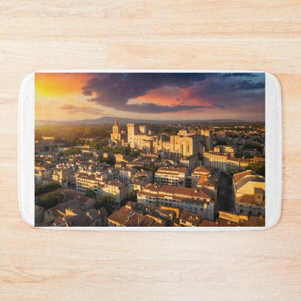 Item preview, View of Avignon with Palais des Papes during sunset in Southern France. Medieval architecture along the Rhone River in Avignon, Provence, France. The Palais des Papes in Avignon, South France. designed and sold by Framed Horizons.
