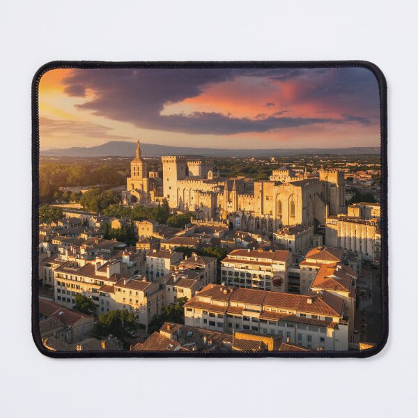 Item preview, View of Avignon with Palais des Papes during sunset in Southern France. Medieval architecture along the Rhone River in Avignon, Provence, France. The Palais des Papes in Avignon, South France. designed and sold by Framed Horizons.