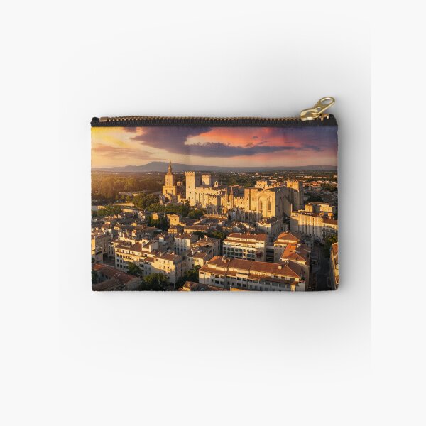 Item preview, View of Avignon with Palais des Papes during sunset in Southern France. Medieval architecture along the Rhone River in Avignon, Provence, France. The Palais des Papes in Avignon, South France. designed and sold by Framed Horizons.