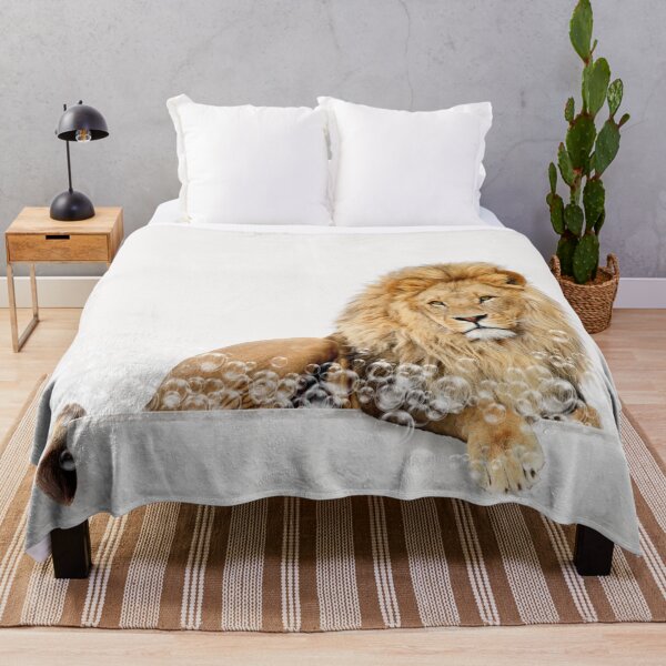 Item preview, Lion in a Bathtub, Neutral Print, Lion Bathing, Animals in Bathtub Art by Synplus designed and sold by synplus.