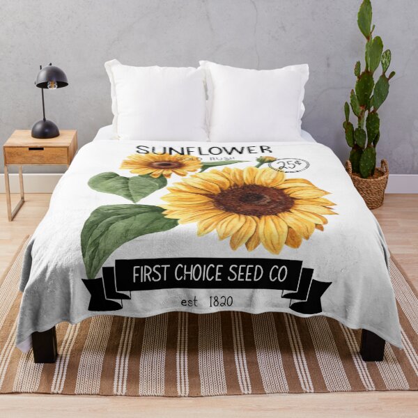 Item preview, Sunflower Seed Packet – Vintage Watercolor Botanical - Black designed and sold by mwik2017.