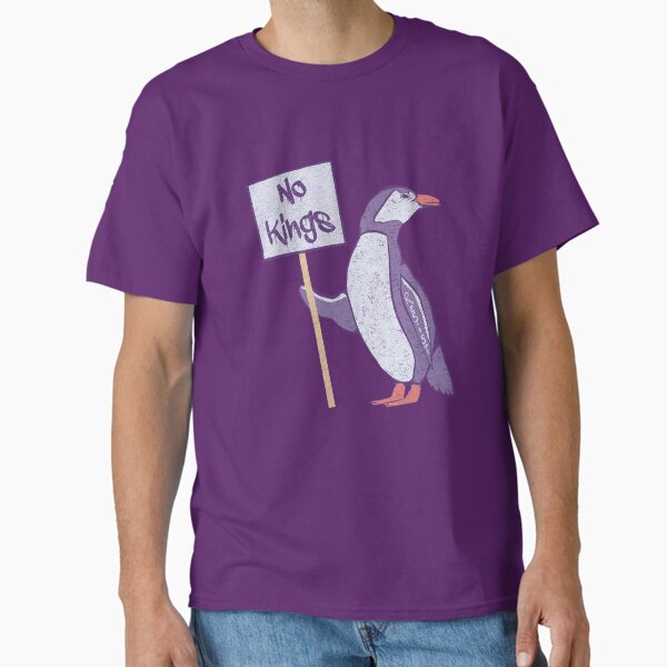 Vista previa del artículo con la obra «Pingüinos de la isla Heard: no hay reyes en América - morado», diseñado y vendido por crestfallenmermaid.