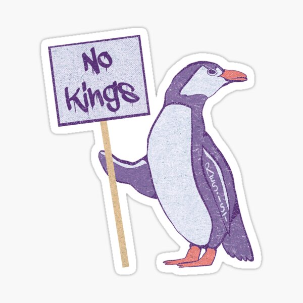 Vista previa del artículo con la obra «Pingüinos de la isla Heard: no hay reyes en América - morado», diseñado y vendido por crestfallenmermaid.