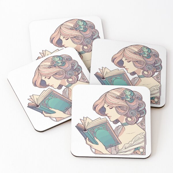 Item preview, Book Books Reading Woman Art Nouveau Gift designed and sold by Pineapple-Tree.
