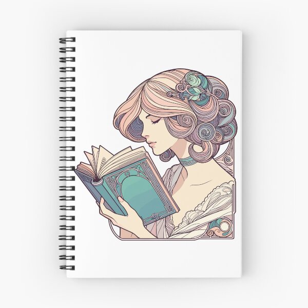 Item preview, Book Books Reading Woman Art Nouveau Gift designed and sold by Pineapple-Tree.