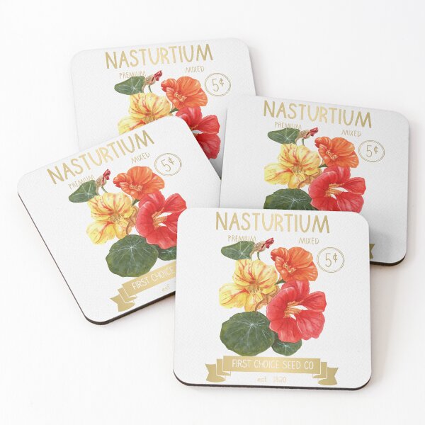 Item preview, Nasturtium Seed Packet – Vintage Garden Watercolor - Gold designed and sold by mwik2017.