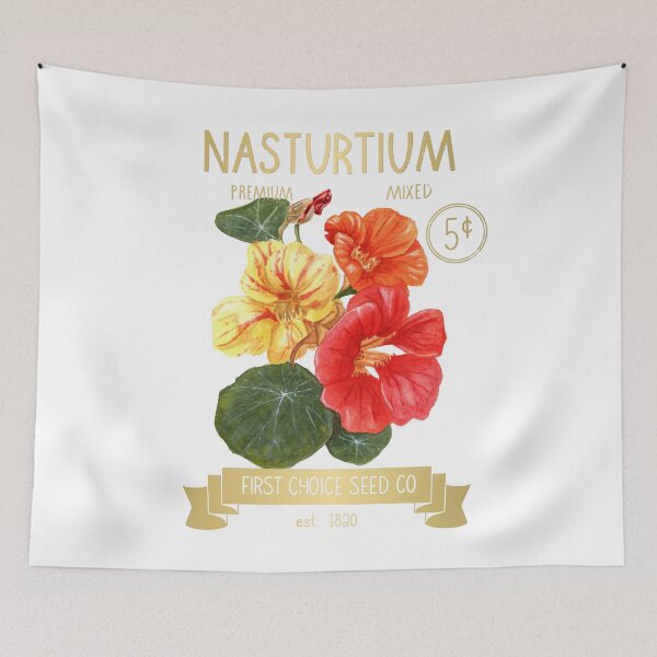 Item preview, Nasturtium Seed Packet – Vintage Garden Watercolor - Gold designed and sold by mwik2017.
