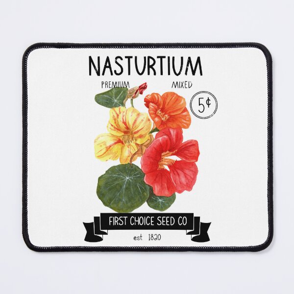 Item preview, Nasturtium Seed Packet – Vintage Garden Watercolor - Black designed and sold by mwik2017.