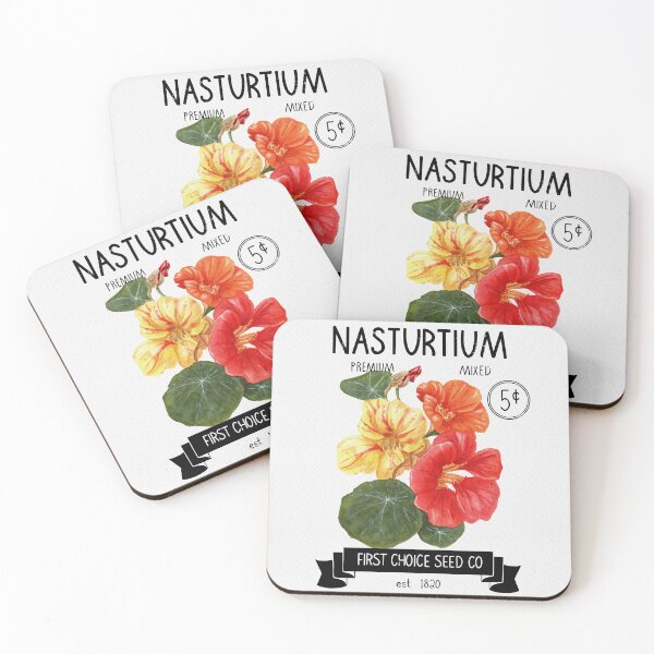 Item preview, Nasturtium Seed Packet – Vintage Garden Watercolor - Black designed and sold by mwik2017.