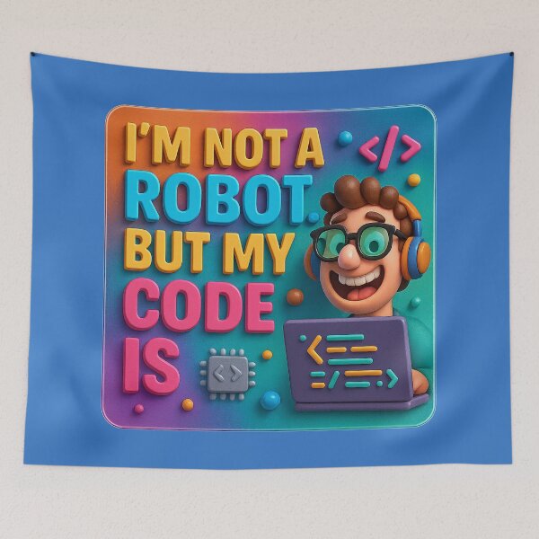 Item preview, No robot, but precise code – humorous statement designed and sold by Girih.