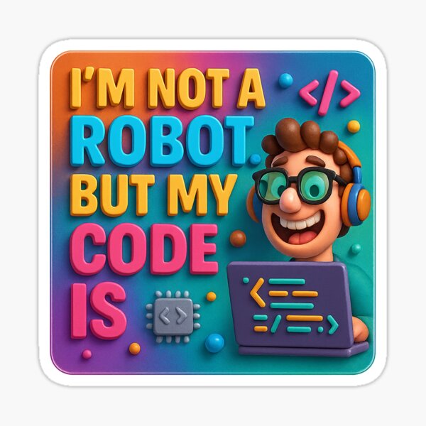 Item preview, No robot, but precise code – humorous statement designed and sold by Girih.