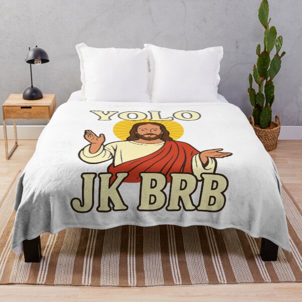 Item preview, YOLO JK BRB Funny Jesus Christian Humor Easter designed and sold by The Junto Shop.