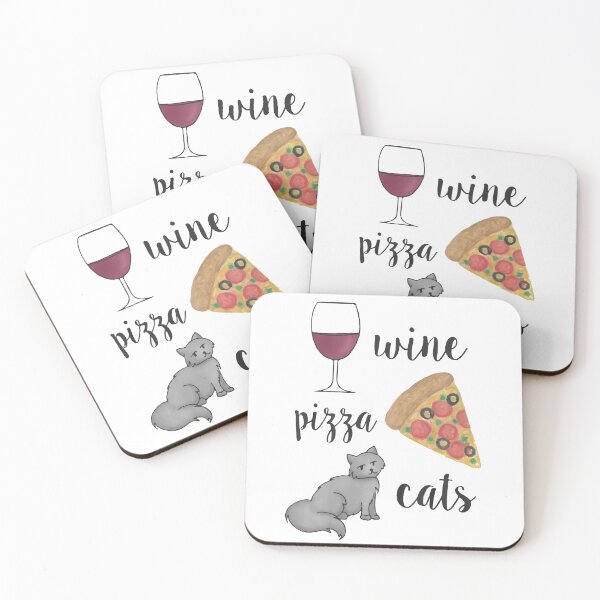 Item preview, Wine Pizza Cats designed and sold by Julie Erin Designs.